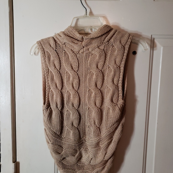 Y2k/ Early 2000s Old Navy Size S Tan Cable Knit Shrug Cardigan Casual Vintage - Picture 4 of 5